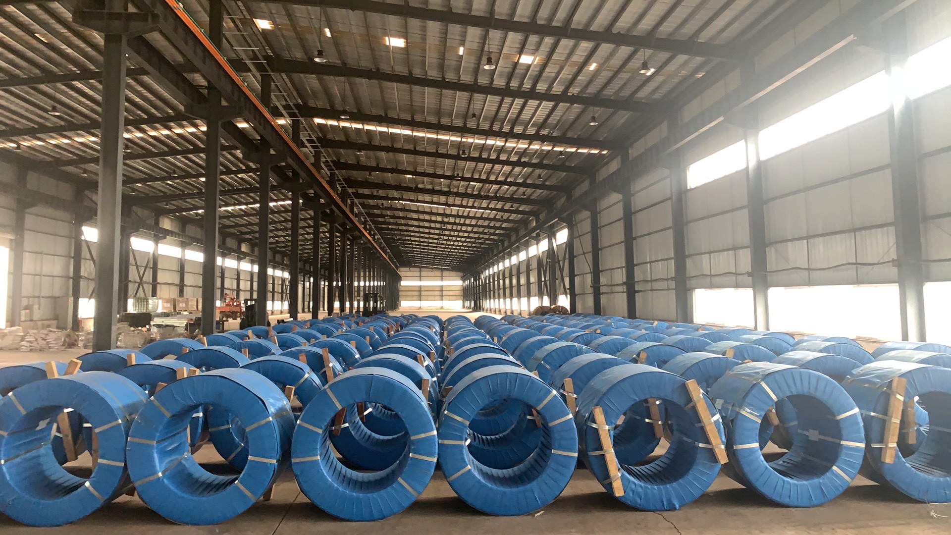 PC steel strand coils in warehouse